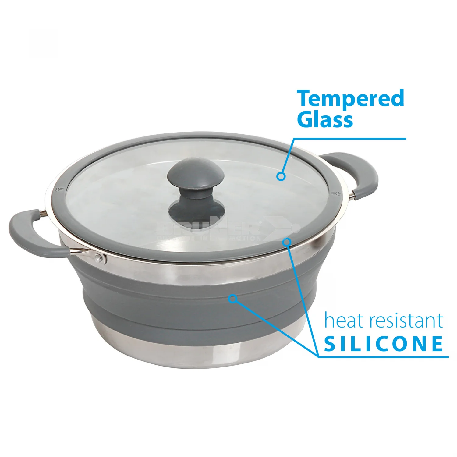 BRUNNER VOLCANO FOLD-AWAY PENTOLA IN ACCIAIO INOX PIEGHEVOLE SALVASPAZIO PER FORNELLI A GAS E ELETTRICI - DISPONIBILE IN 2 MISURE - Image 2