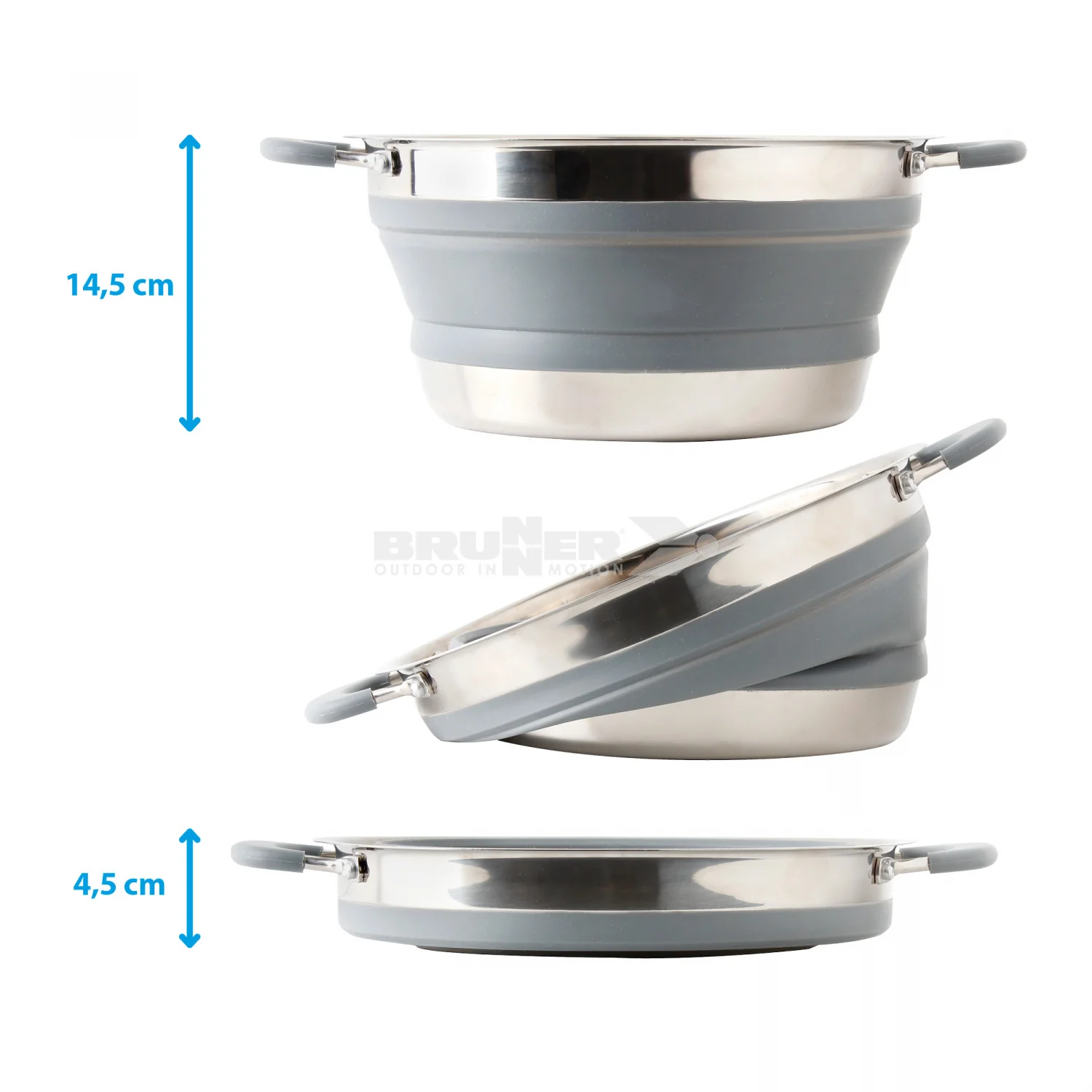 BRUNNER VOLCANO FOLD-AWAY PENTOLA IN ACCIAIO INOX PIEGHEVOLE SALVASPAZIO PER FORNELLI A GAS E ELETTRICI - DISPONIBILE IN 2 MISURE - Image 3