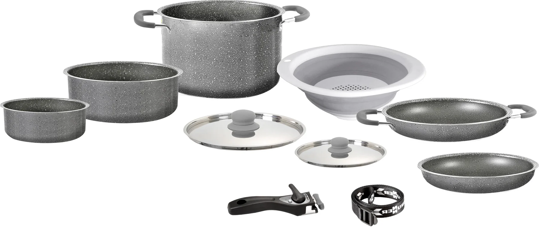 BRUNNER POPOTE GOURMET ROCK NG 9+1 Ø 24cm SET DI PENTOLE SALVASPAZIO E RESISTENTI