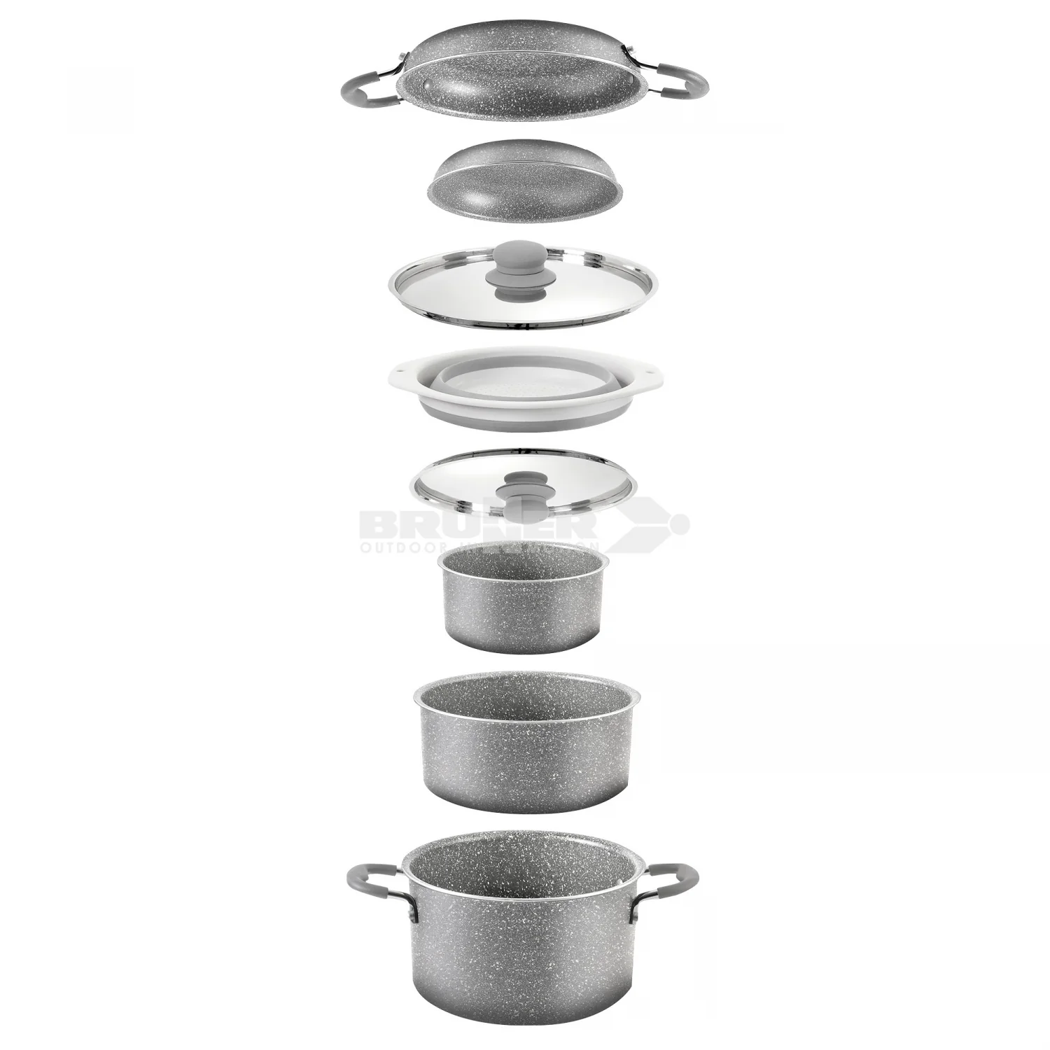 BRUNNER POPOTE GOURMET ROCK NG 9+1 Ø 24cm SET DI PENTOLE SALVASPAZIO E RESISTENTI - Image 2