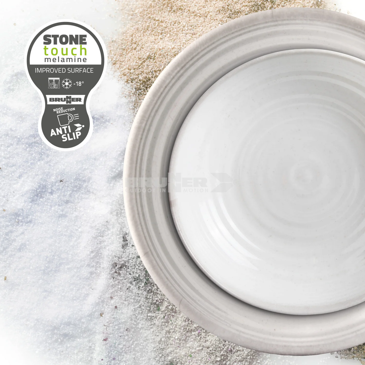 BRUNNER LUNCH BOX SAVANA SET PIATTI E TAZZE COMPOSTO DA 16 PEZZI IN RESISTENTE MELAMINA CON FONDO ANTISCIVOLO - Image 3