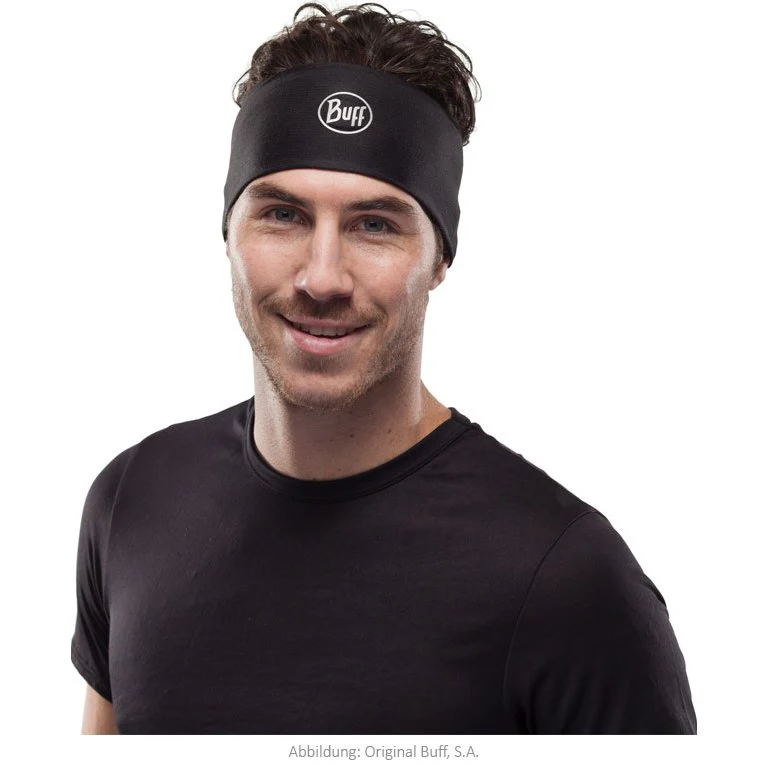 BUFF COOLNET UV+ HEADBAND SOLID BLACK FASCIA DA TESTA UNISEX - Image 2