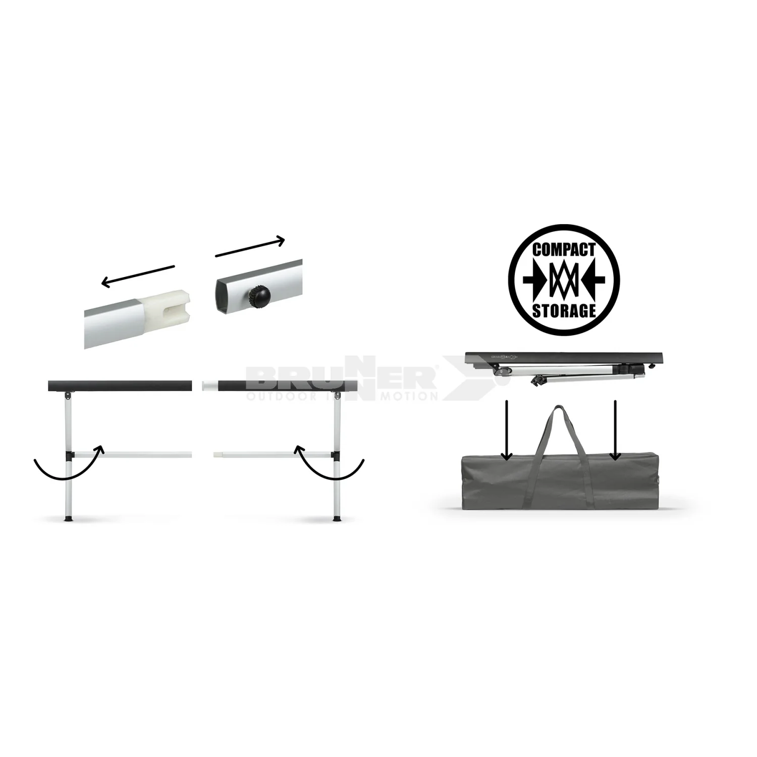 BRUNNER ACCELERATE COMPACK 4 TAVOLO IN ALLUMINIO CON PIANO ARROTOLABILE ULTRACOMPATTO - Image 9