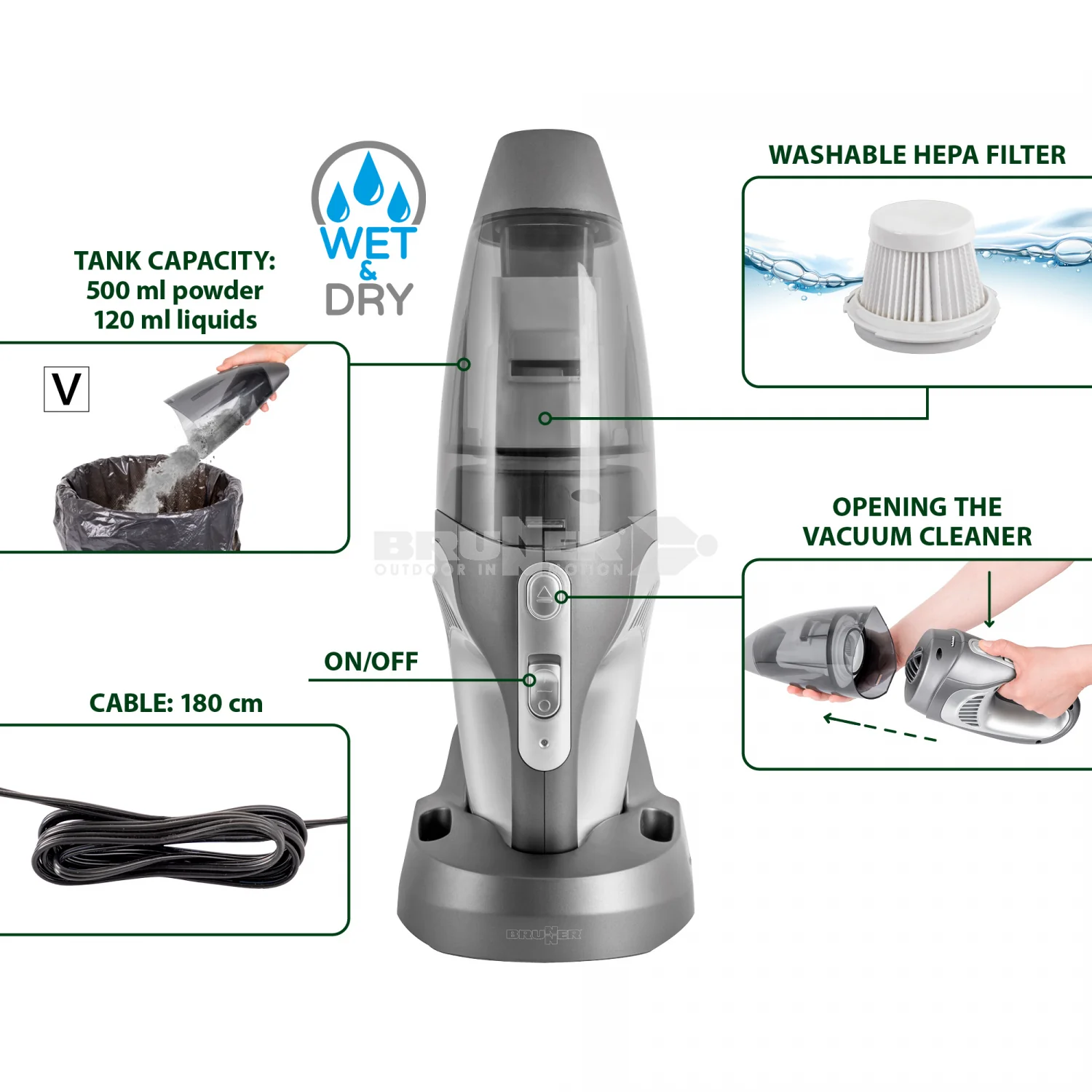 BRUNNER ASPAIR DUAL NG ASPIRAPOLVERE PORTATILE RICARICABILE - Image 5