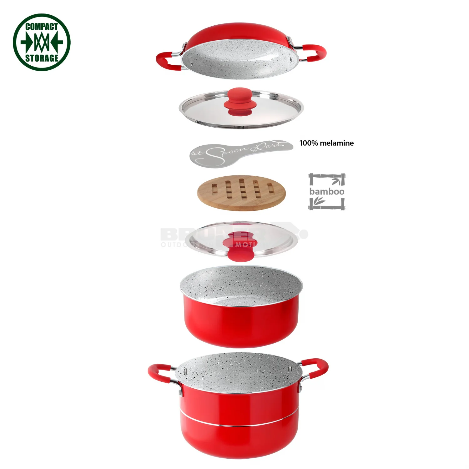 BRUNNER SET POPOTE FANTASIA COSMIC 8+2 Ø 22 - SET PENTOLE ANTIADERENTE IN CERAMICA - Image 2