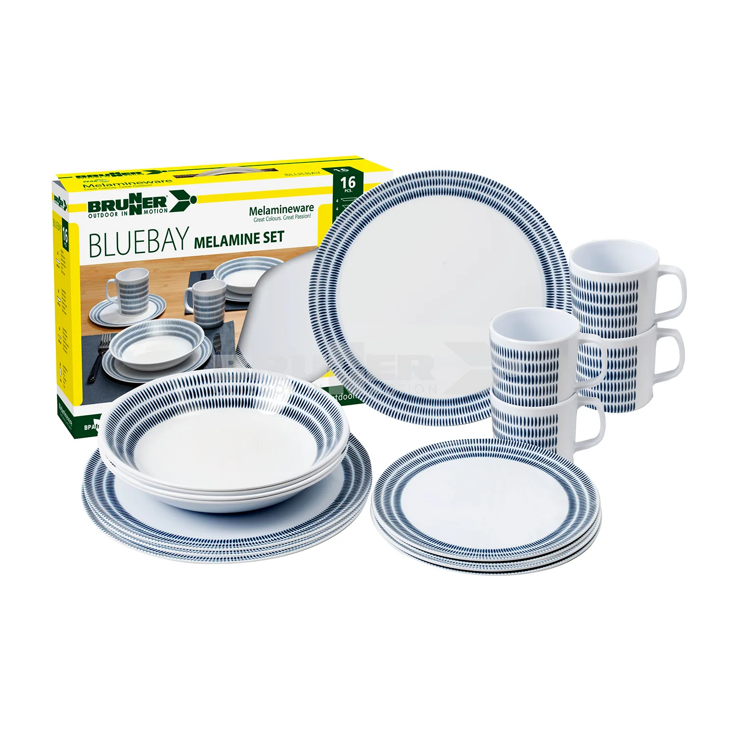 BRUNNER MELAMINE BLUEBAY SET 16 PEZZI SALVASPAZIO IN MELANINA RESISTENTE