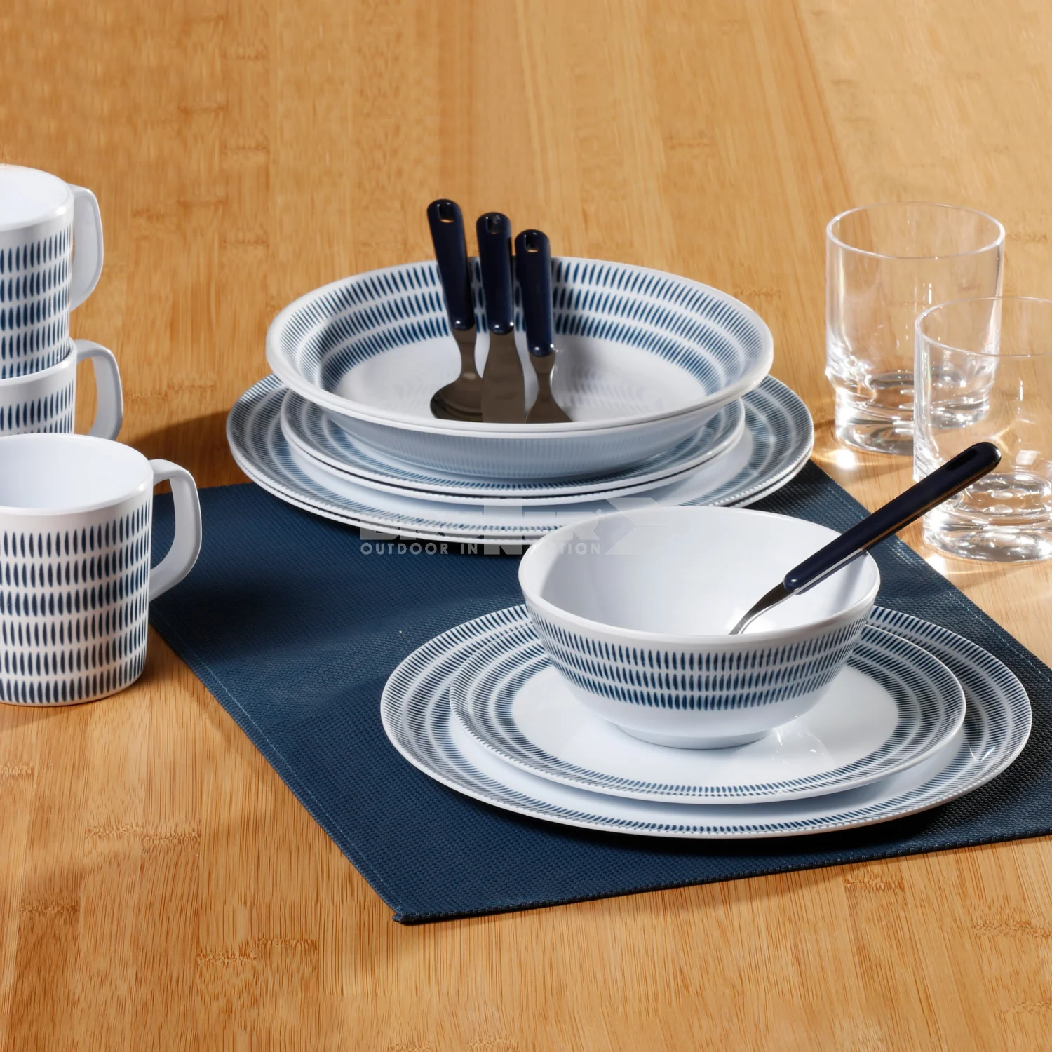 BRUNNER MELAMINE BLUEBAY SET 16 PEZZI SALVASPAZIO IN MELANINA RESISTENTE - Image 2