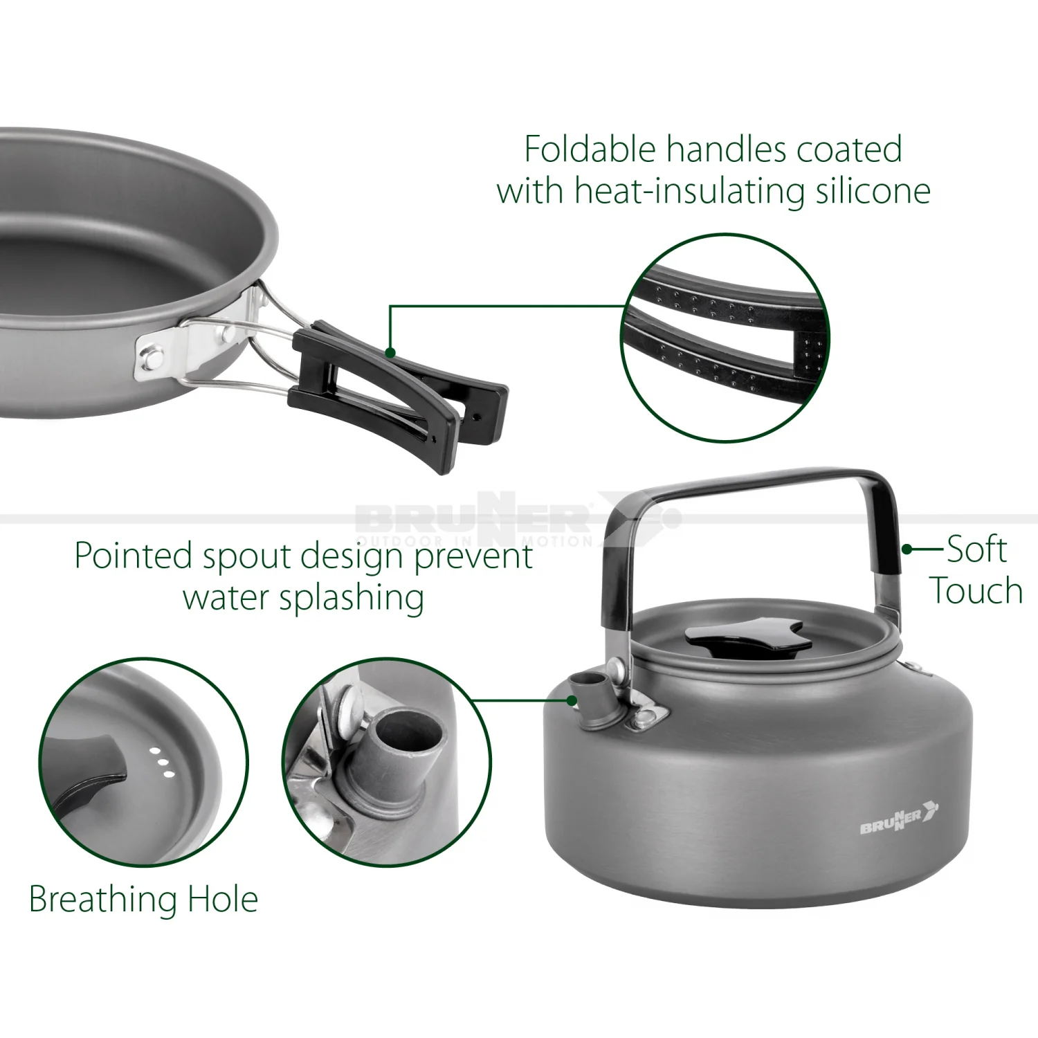 BRUNNER PACKPOT ULTRALITE 18 Set popote Outdoor in alluminio anodizzato per 3/4 persone. - Image 3