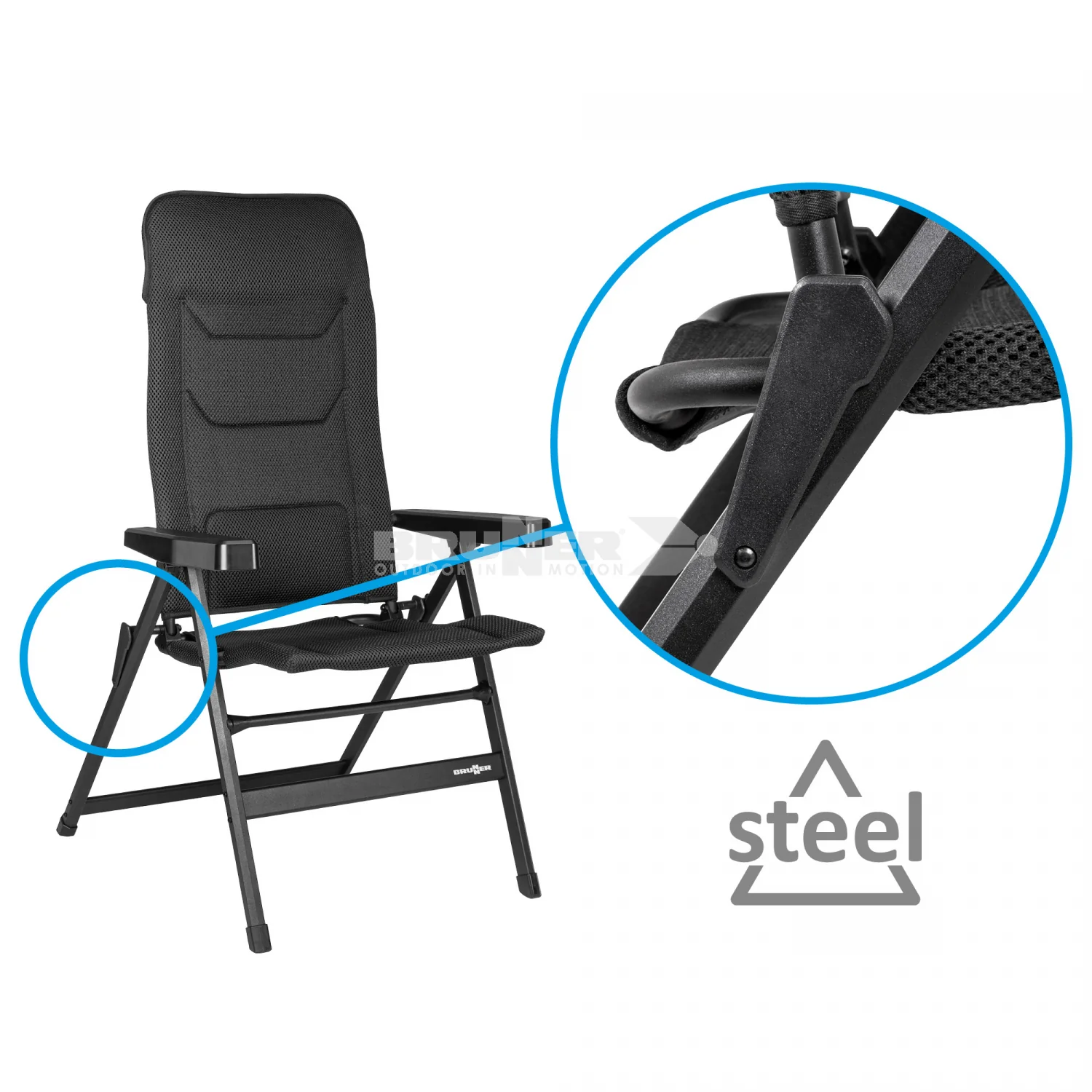 BRUNNER REBEL Comoda sedia pieghevole con schienale reclinabile a 5 posizioni - DISPONIBILE IN 3 MISURE E 2 COLORI - Image 9