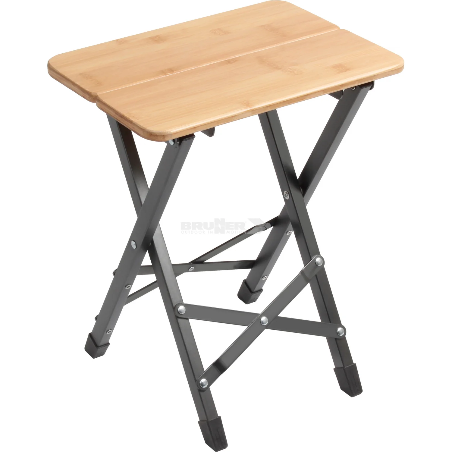 BRUNNER TWISTY BAMBOO SQUARE SGABELLO PIEGHEVOLE IN ALLUMINIO E SEDUTA IN BAMBOO RESISTENTE