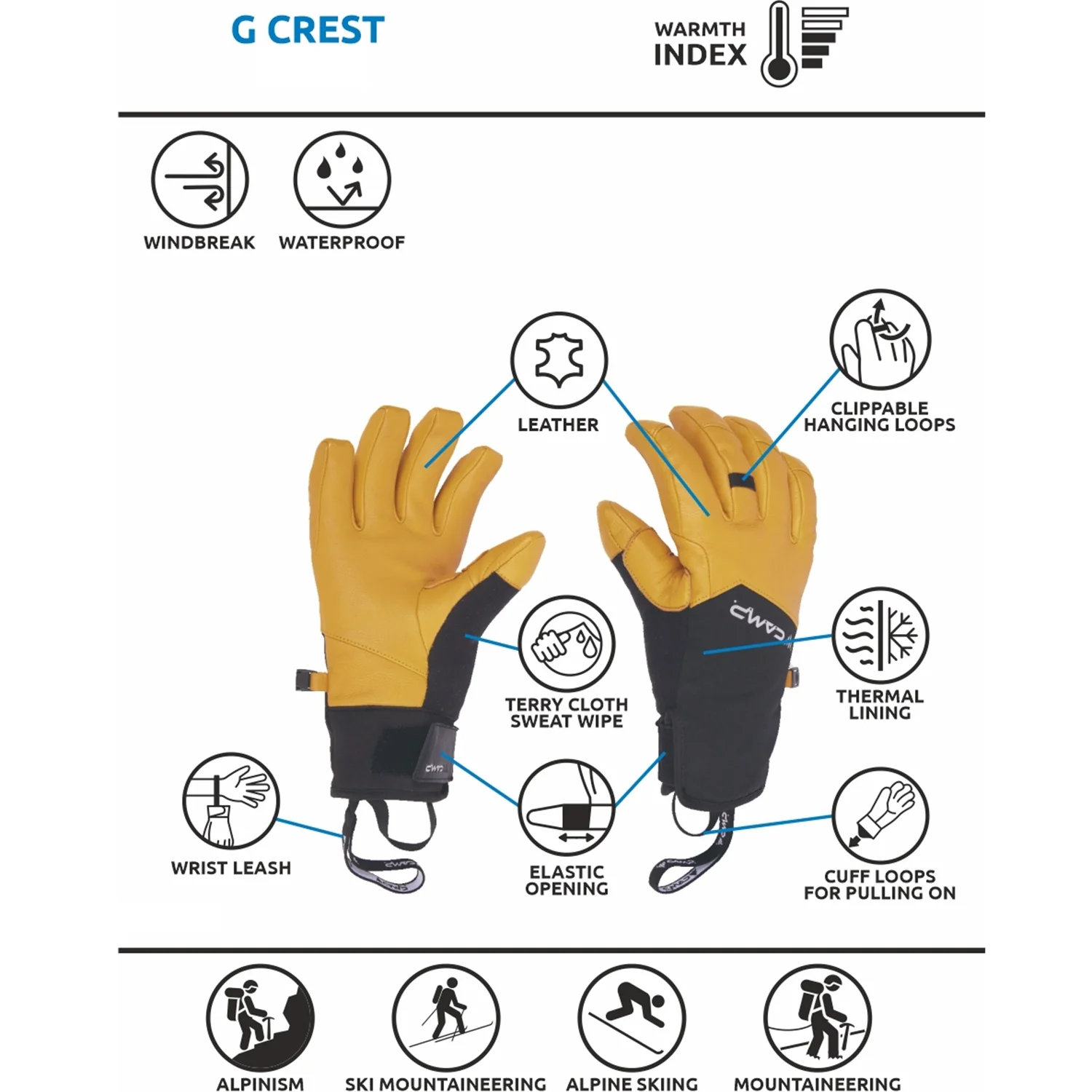 CAMP G CREST GUANTO IMPERMEABILE E TERMICO IN PELLE - NUOVI ARRIVI WINTER 24/25 - Image 9