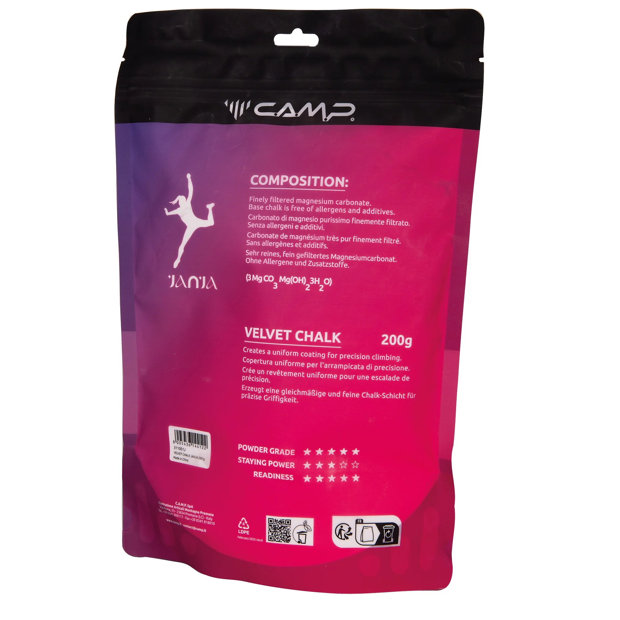 CAMP VELVET CHALK JANJA SACCHETTO MAGNESITE IN POLVERE SUPER FINE DA 200g - Image 2