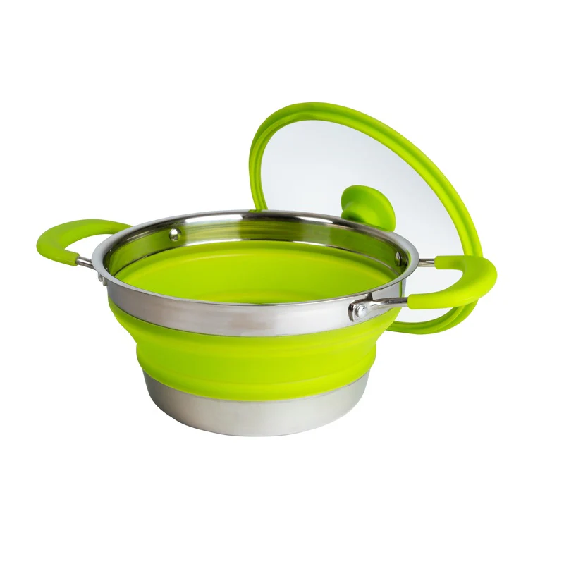 CAMP4 Pentola in silicone, pieghevole 20x30x3,5/8,5cm con coperchio in vetro - Image 2