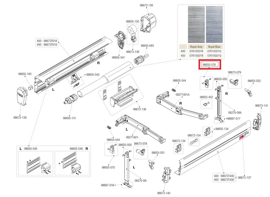 FIAMMA Kit Snodo Terminale Palina per Tendalini modello F45 S/F65 S/F65/F80 - Disponibile versione DESTRO e SINISTRO - Image 2