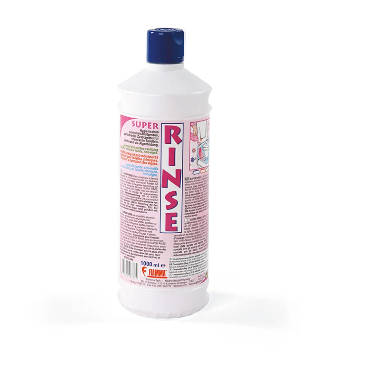 FIAMMA SUPER RINSE LIQUIDO Per i serbatoi delle acque pulite di toilette portatili o a cassetta Igienizzante antimuffa profumato per toilette chimiche.