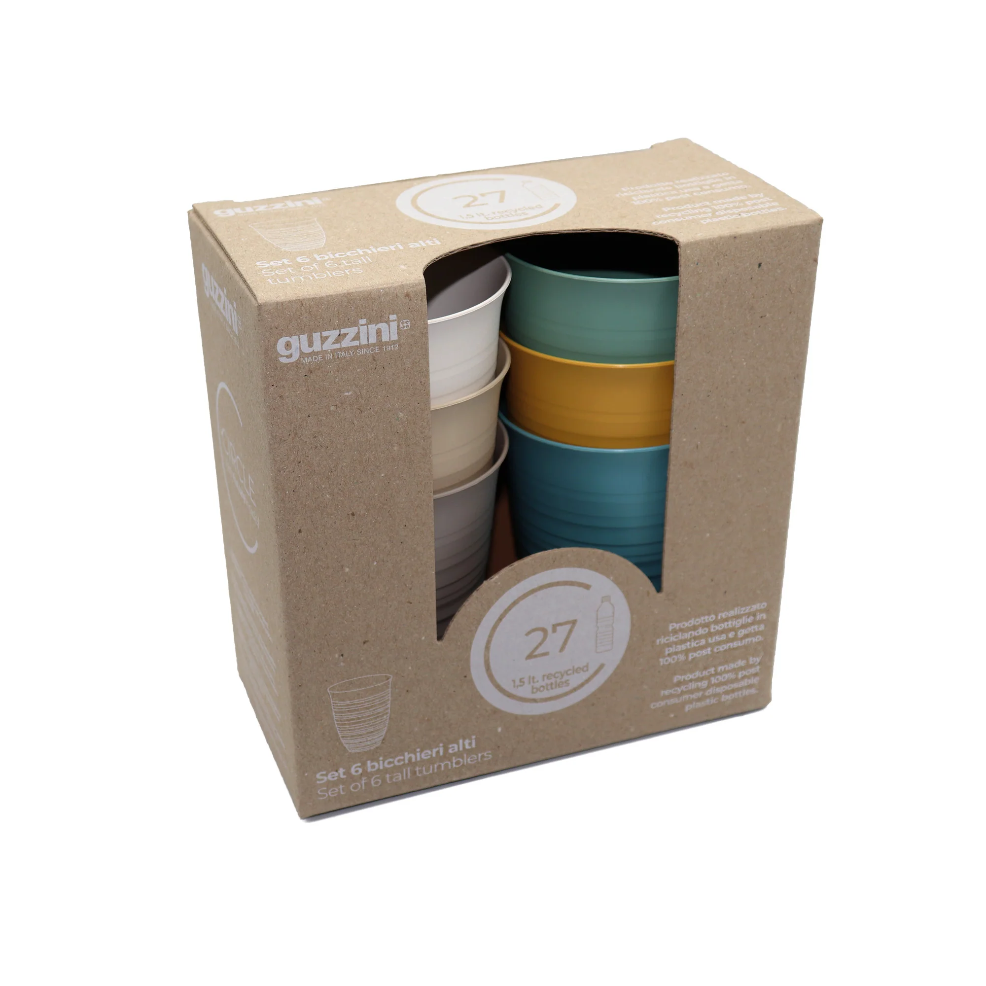 GUZZINI TIERRA SET 6 BICCHIERI ALTI REALIZZATI CON BOTTIGLIE DI PLASTICA RICICLATE - Image 3