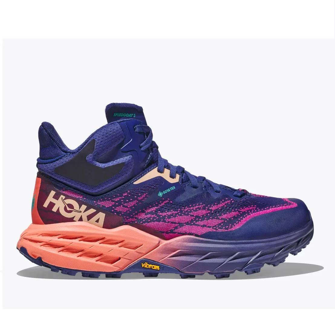 HOKA Speedgoat 5 Mid GORE-TEX Scarponcino Trail Donna Impermeabile - Colore: Bellwether Blue / Camellia PROMO