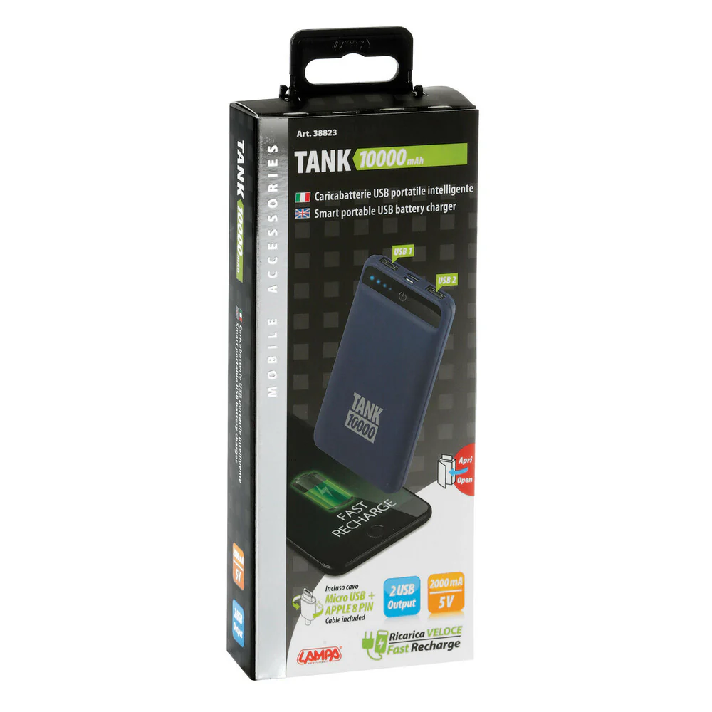 LAMPA TANK 10000mAh CARICABATTERIE USB PORTATILE - Image 3