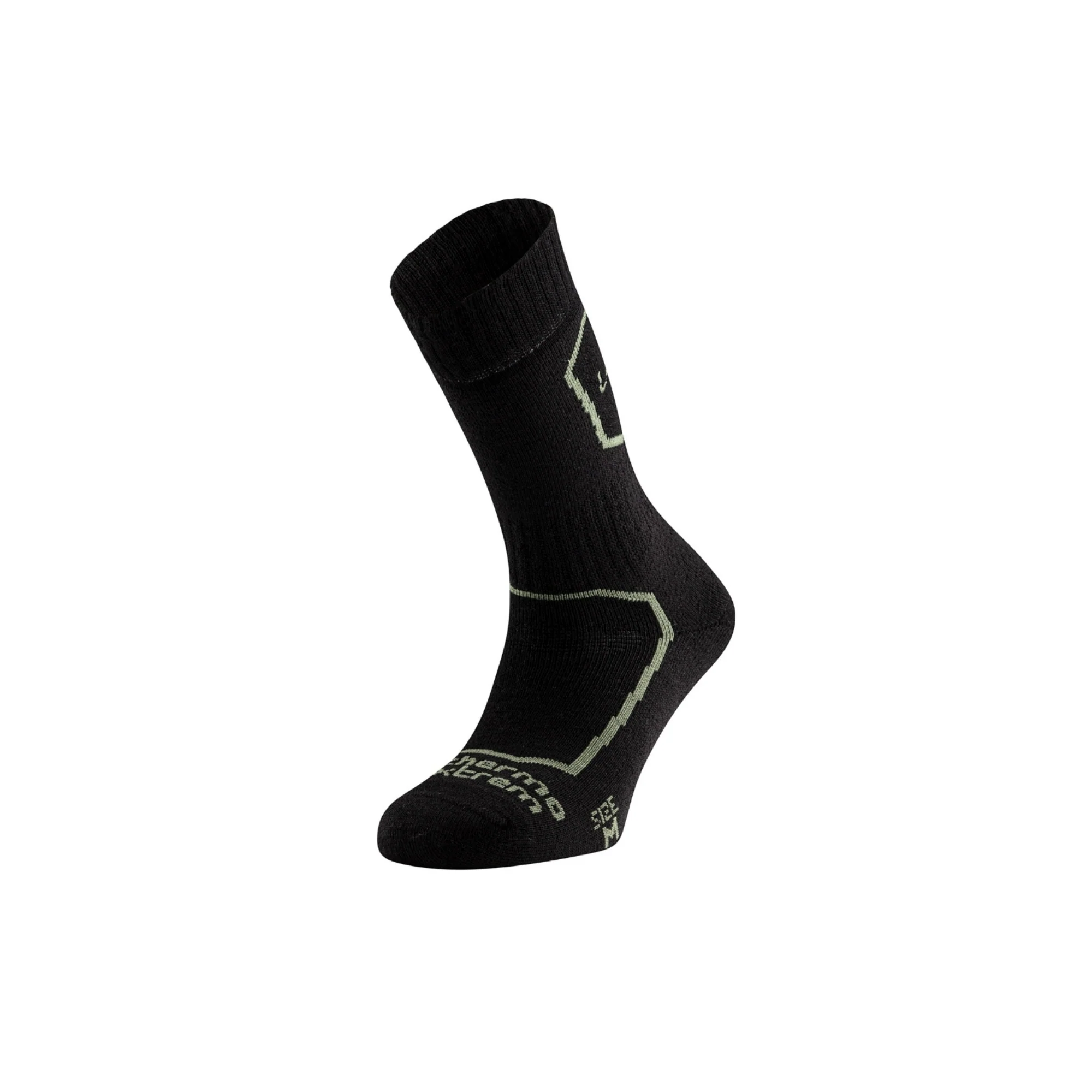 LURBEL EVEREST FIVE CALZE MEZZA ALTEZZA INVERNALI IN LANA MERINO TRASPIRANTI E RINFORZATE - COLORE: BLACK/LIGHT GREEN