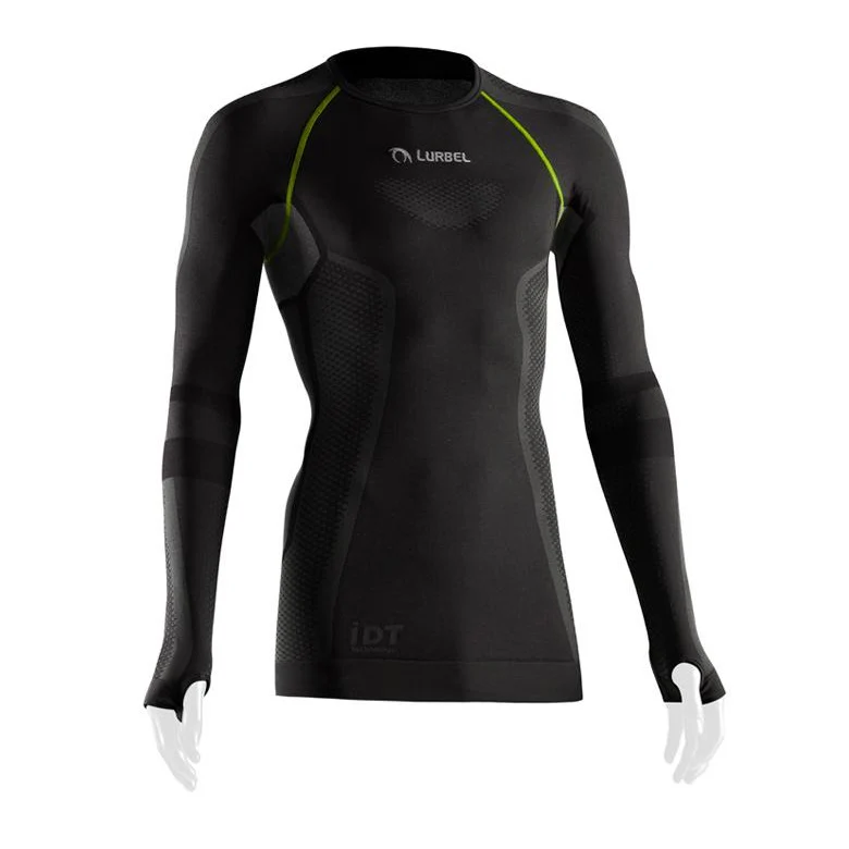 LURBEL CRISTALLO MAGLIA INTIMA TECNICA MANICHE LUNGHE TRASPIRANTE E AD ASCIUGATURA RAPIDA - DARK GREY / PISTACHIO