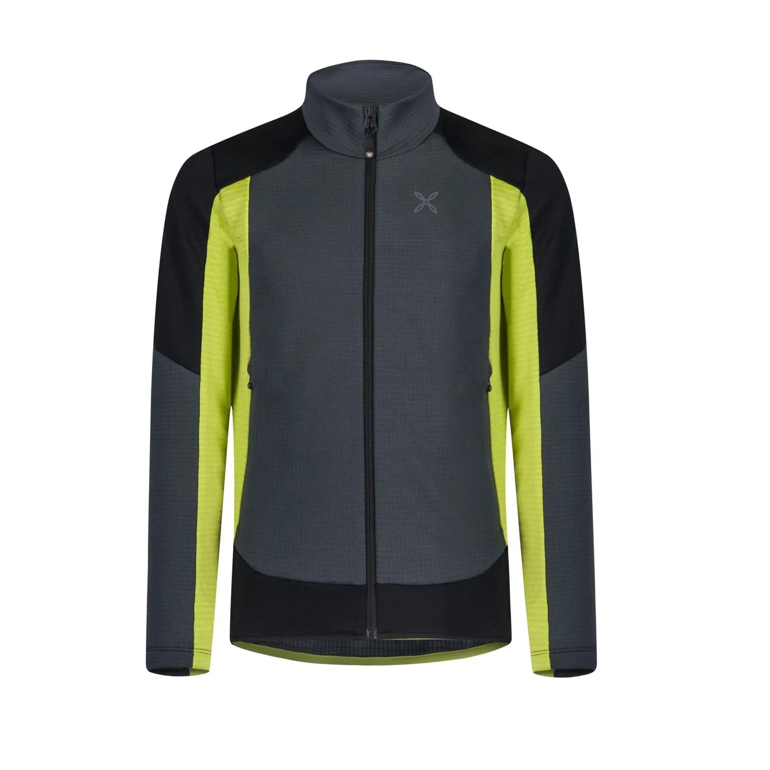 MONTURA STRETCH COLOR JACKET SECONDO STRATO TERMICO E TRASPIRANTE IN PILE POLARTEC - COLORE: PIOMBO/VERDE LIME - Image 2