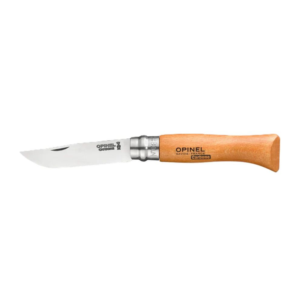 OPINEL N°08 Carbonio + Fodero Coltello pieghevole con lama in acciaio al carbonio
