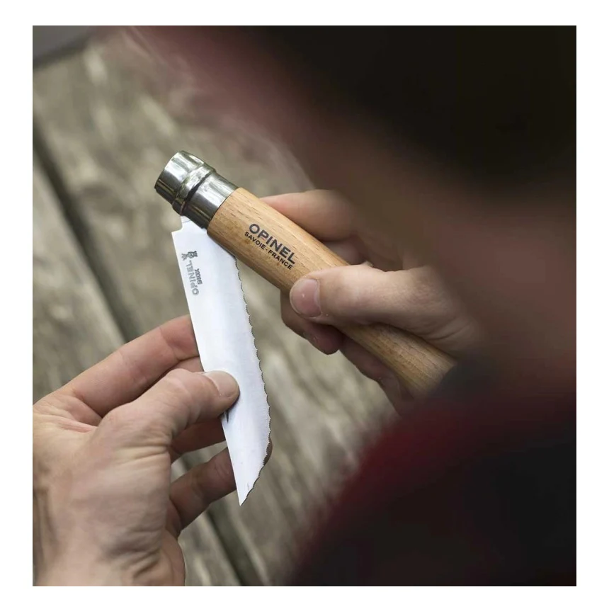 OPINEL N°12 LAME CRANTEE FOLDING CAMP COOKING KNIFE COLTELLO DA CAMPEGGIO CON LAMA DA 12CM IN ACCIAIO INOX - Image 5