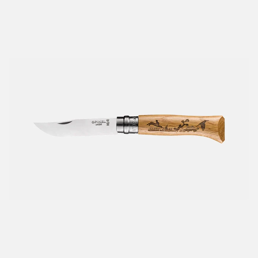 OPINEL N°8 COLTELLO CON LAMA IN ACCIAIO INOX INCISIONE A LASER DISPONIBILE IN VARIE FANTASIE - Image 2