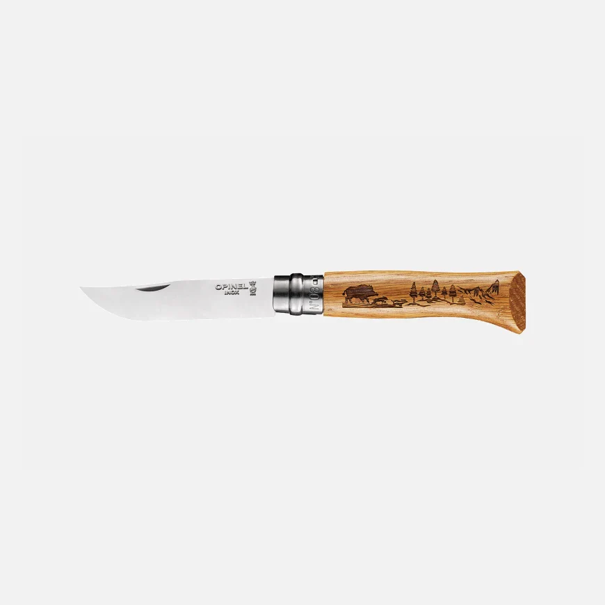 OPINEL N°8 COLTELLO CON LAMA IN ACCIAIO INOX INCISIONE A LASER DISPONIBILE IN VARIE FANTASIE - Image 3