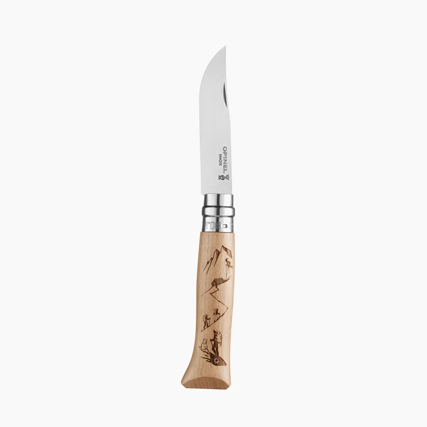 OPINEL N°8 COLTELLO CON LAMA IN ACCIAIO INOX INCISIONE A LASER DISPONIBILE IN VARIE FANTASIE - Image 5