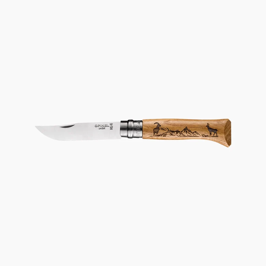 OPINEL N°8 COLTELLO CON LAMA IN ACCIAIO INOX INCISIONE A LASER DISPONIBILE IN VARIE FANTASIE - Image 7