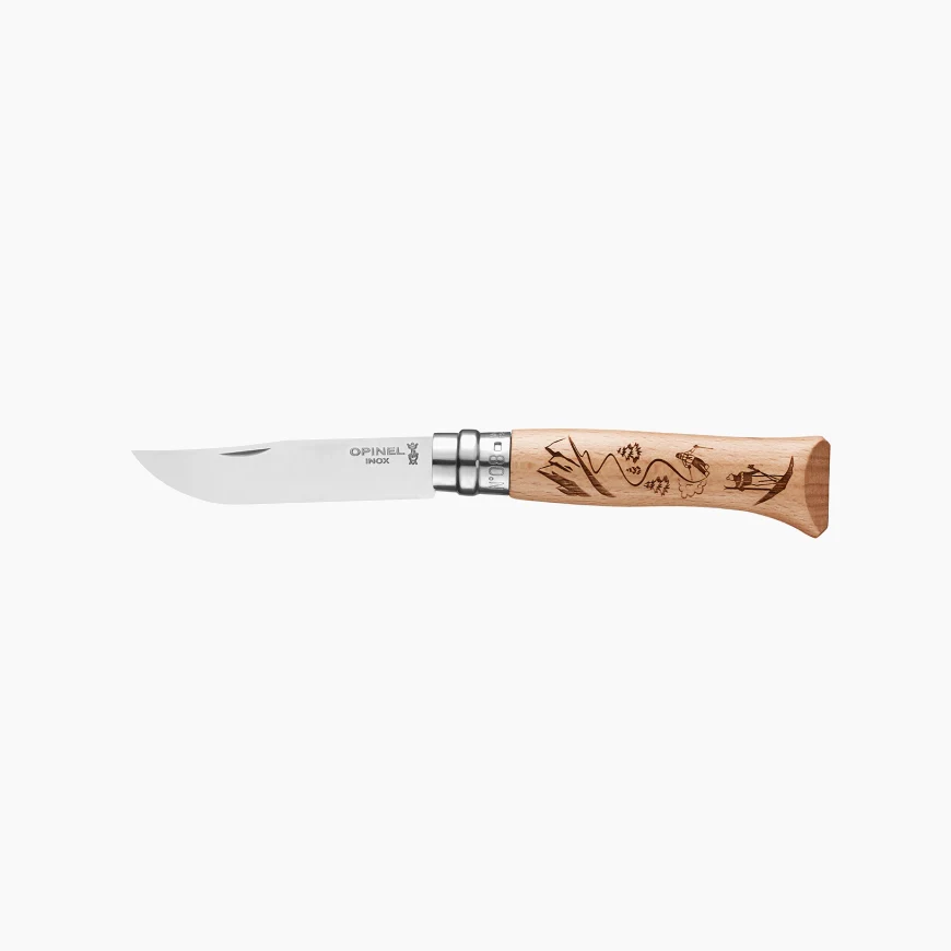 OPINEL N°8 COLTELLO CON LAMA IN ACCIAIO INOX INCISIONE A LASER DISPONIBILE IN VARIE FANTASIE - Image 8