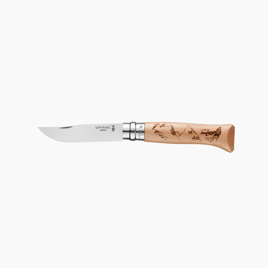 OPINEL N°8 COLTELLO CON LAMA IN ACCIAIO INOX INCISIONE A LASER DISPONIBILE IN VARIE FANTASIE - Image 9