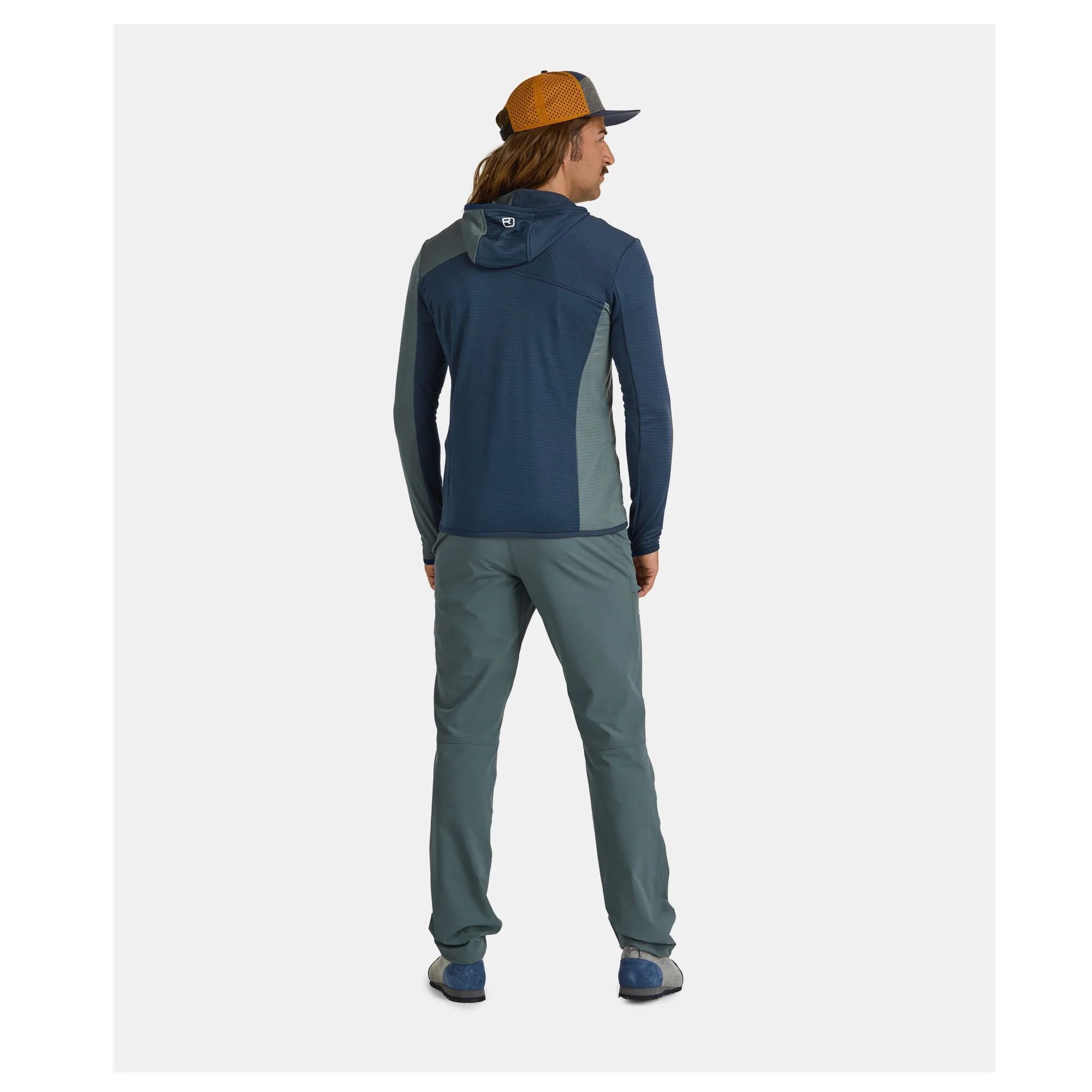 ORTOVOX FLEECE LIGHT GRID HOODED JKT M Secondo strato traspirante in lana merino colore DEEP OCEAN - Image 7