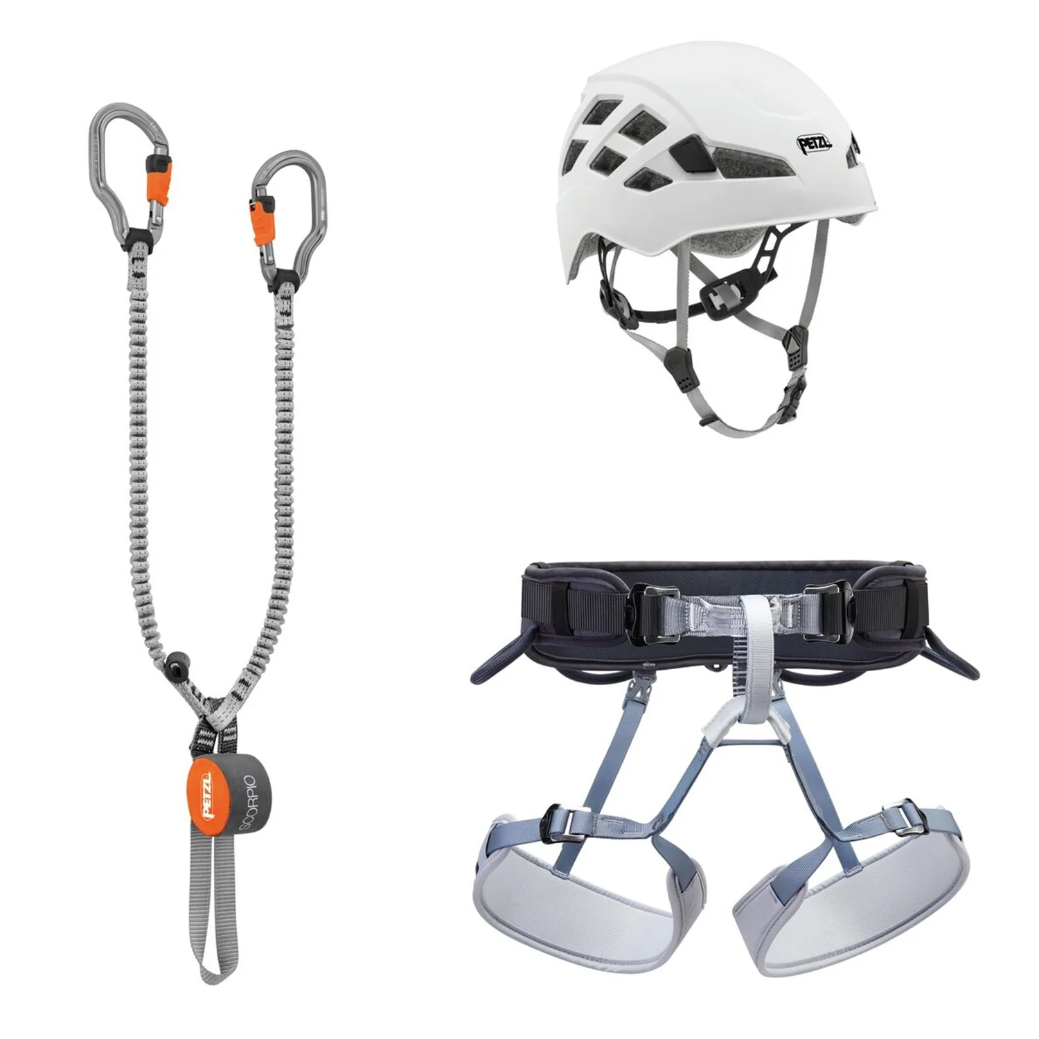 PETZL KIT VIA FERRATA VERTIGO CORDINO SCORPIO VERTIGO, IMBRACATURA CORAX E CASCO BOREO - NUOVO MODELLO
