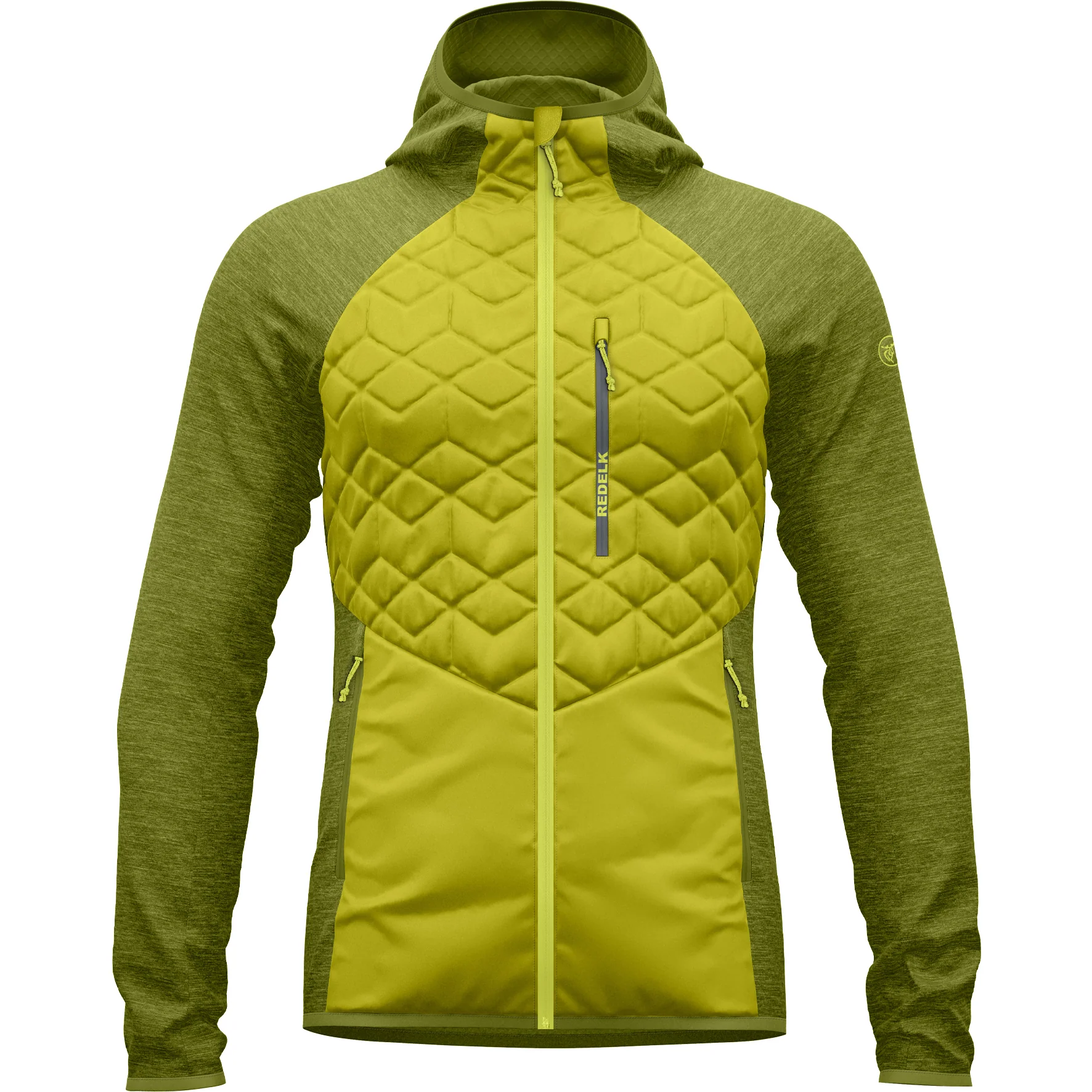 REDELK MIACO PILE UOMO CON CAPPUCCIO E ANTIVENTO FRONTALE COLORE:SULPHUR YELLOW-GREEN