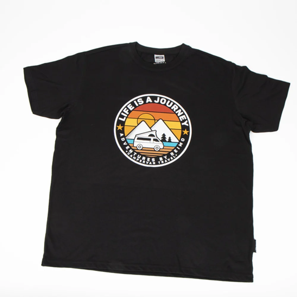 REIMO T-SHIRT UNISEX REALIZZATA IN COTONE BIOLOGICO E POLIESTERE - FANTASIA: LIFE IS A JOURNEY