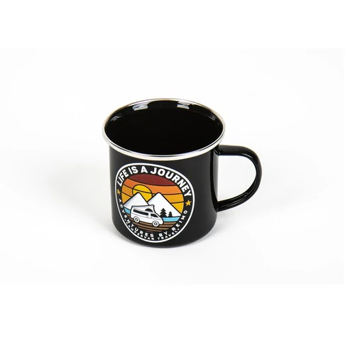 Tazza con cannella LIFE IS A JOURNEY H8cm Ø8,5cm 350ml, nero - Image 2