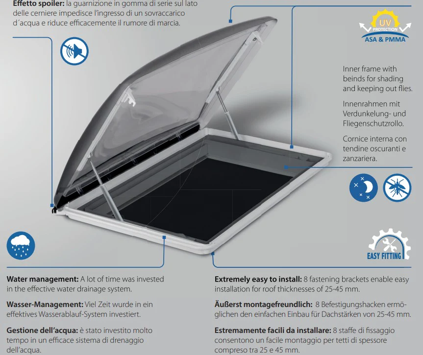 ROOFSTAR 4 OBLO' 40X40 SENZA VENTILAZIONE FORZATA CON OSCURANTE E ZANZARIERA - Image 3