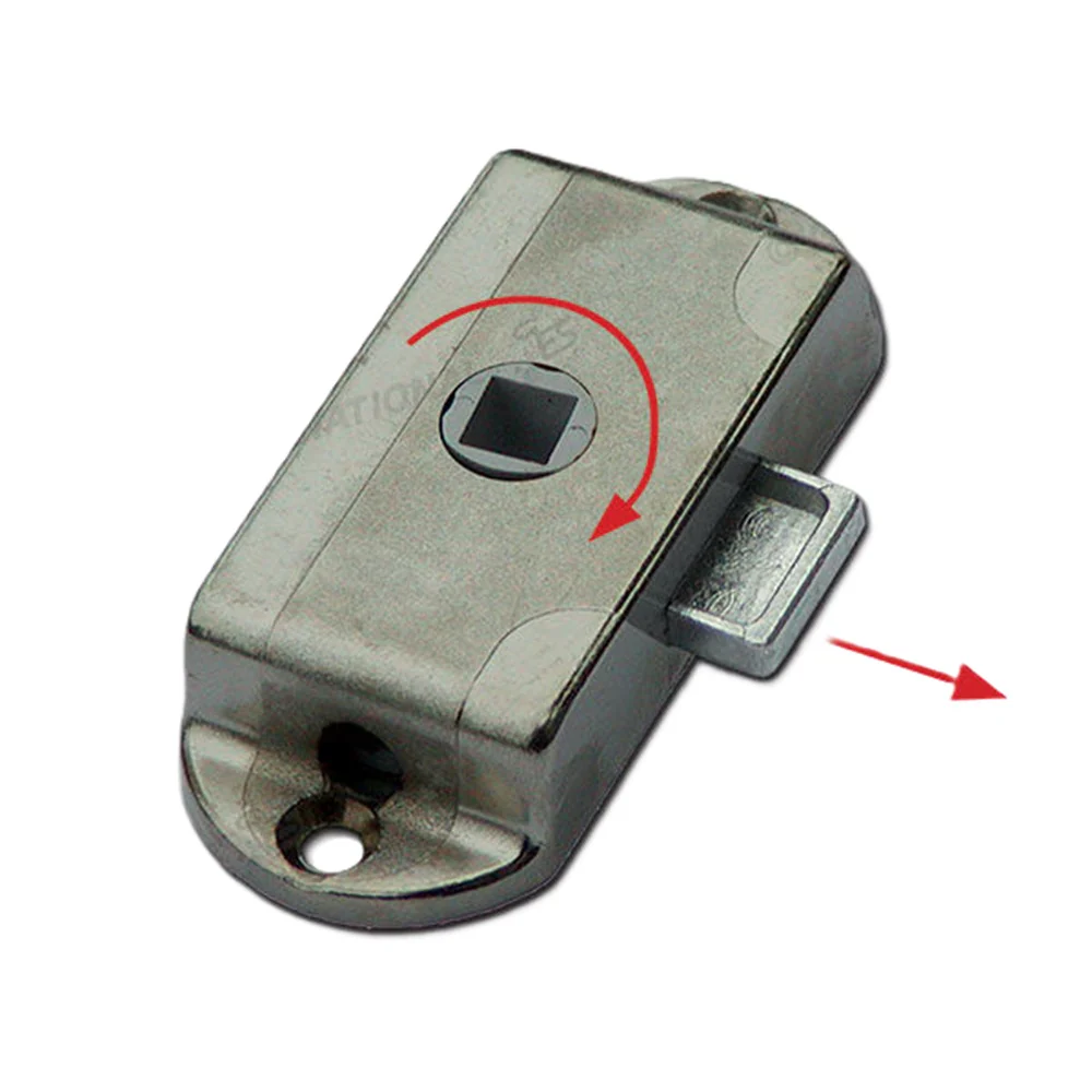 Serratura ad aste rotanti destra con entrata 15 mm - Dimensioni 75 x 30 x 10 mm.
