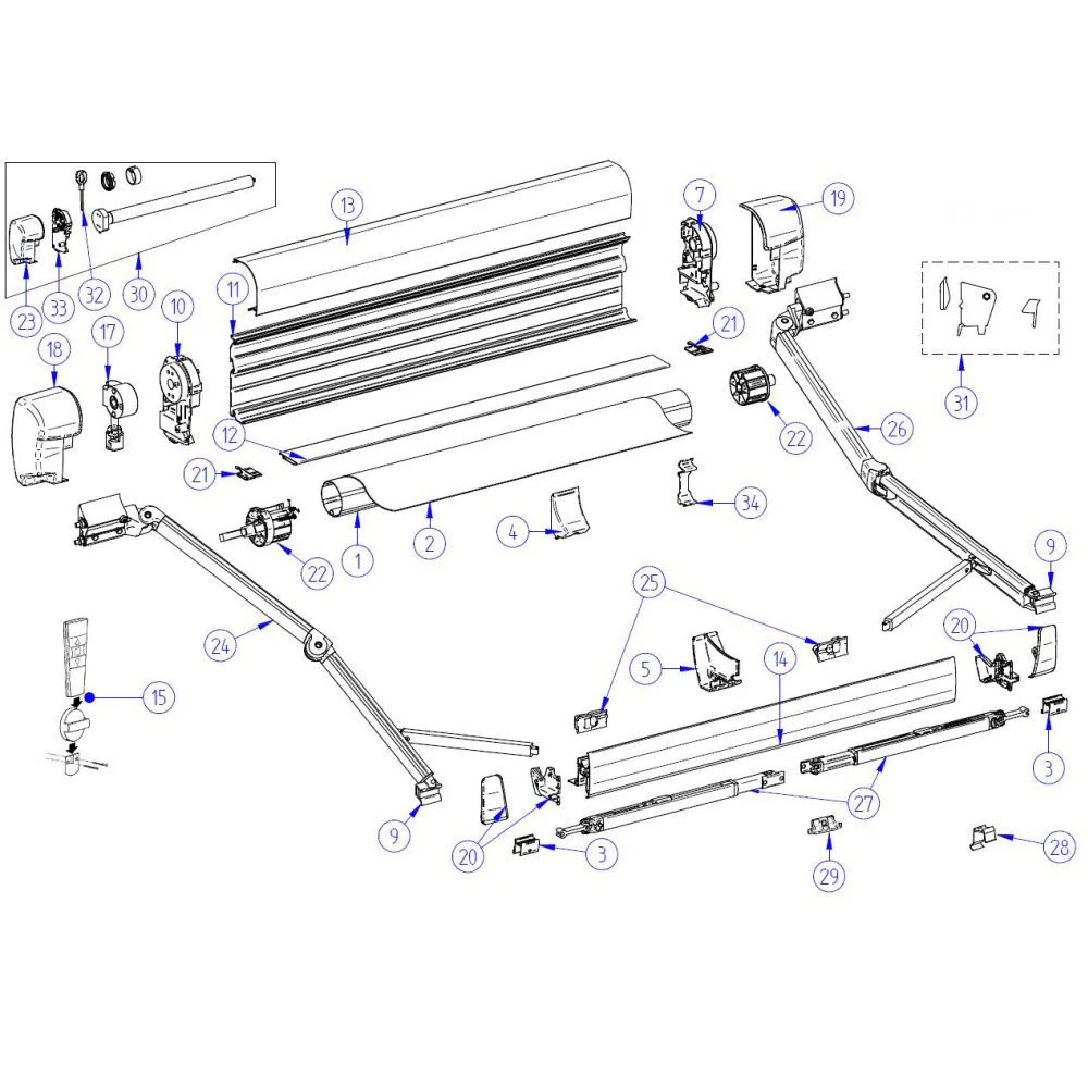 THULE Finale Sinistro Corpo Principale Per Tendalino modello 8000 Anodized - Image 2